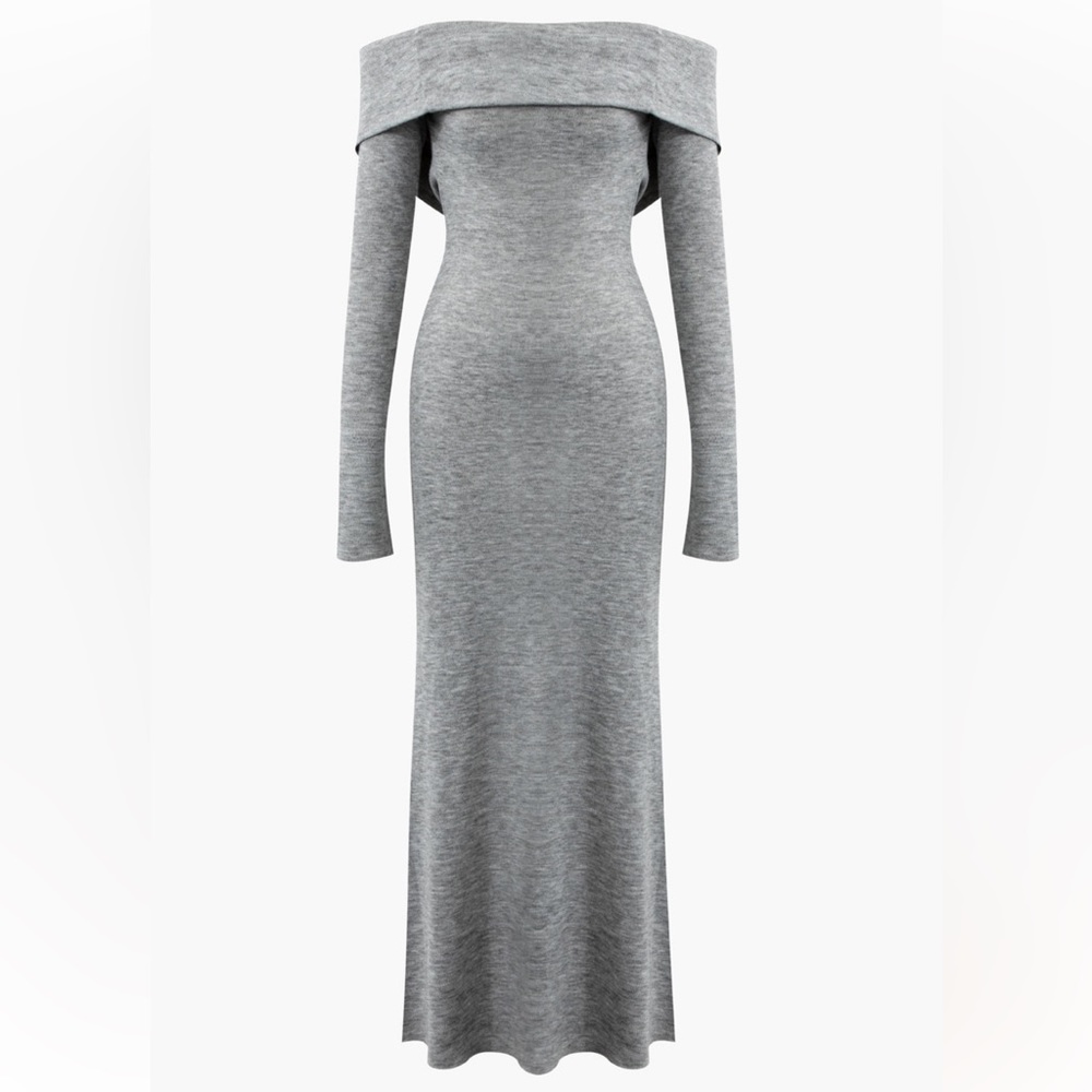 Off Shoulder Long Sleeve Maxi Dress
